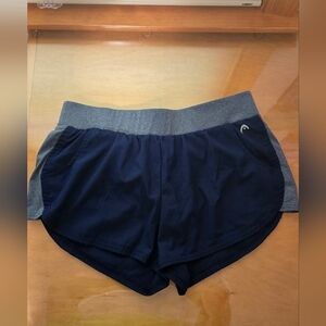 Head Blue and Gray Athletic Shorts Lightweight Elastic Waistband